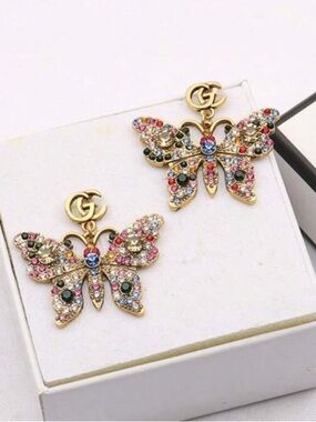 New Inspired  Multicolor Crystal Butterfly Drop Earrings